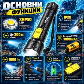 Акумулаторен фенер за гмуркане COBA с XHP50 LED