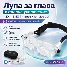 Професионална часовникарска лупа тип очила с плавен фокус и увеличение до 3.8X-1